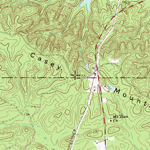 Topographic Map of Casey Mountain, GA