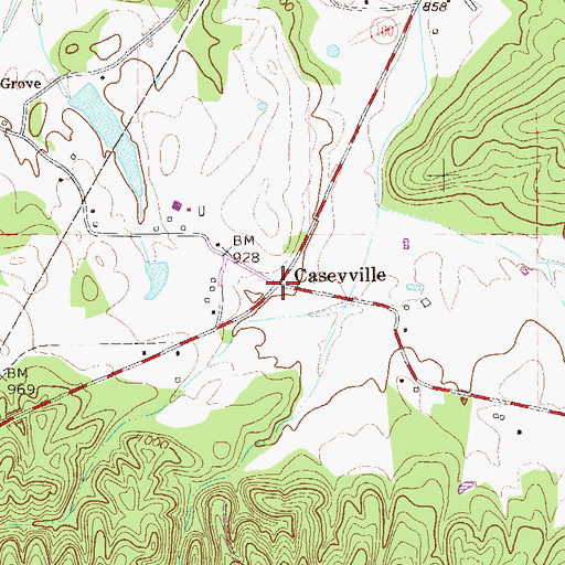 Topographic Map of Caseyville, GA