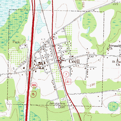Topographic Map of Cecil, GA
