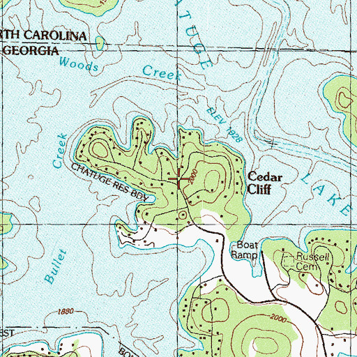Topographic Map of Cedar Cliff, GA