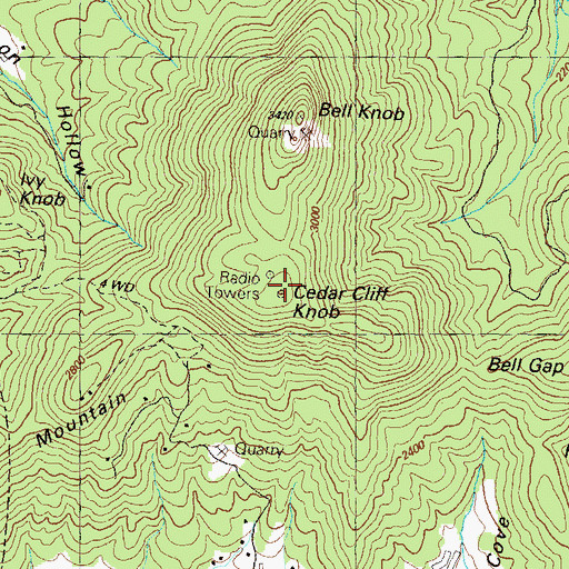 Topographic Map of Cedar Cliff Knob, GA