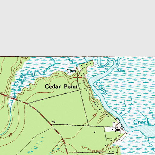 Topographic Map of Cedar Point, GA