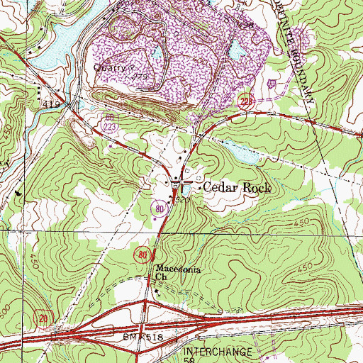 Topographic Map of Cedar Rock, GA