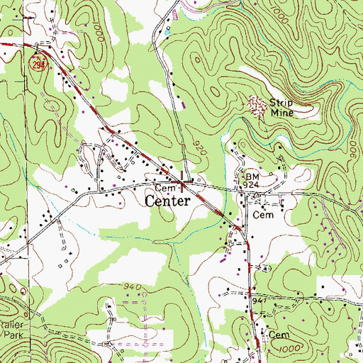 Topographic Map of Center, GA