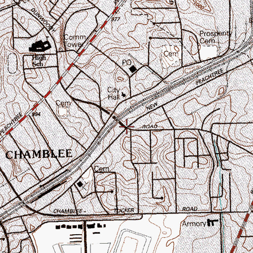 Topographic Map of Chamblee, GA