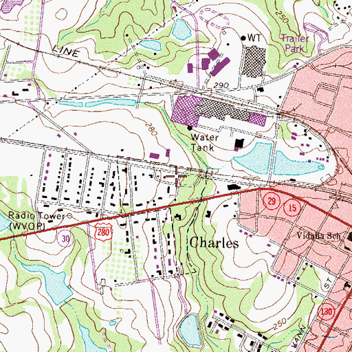 Topographic Map of Charles, GA