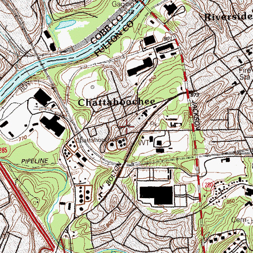 Topographic Map of Chattahoochee, GA