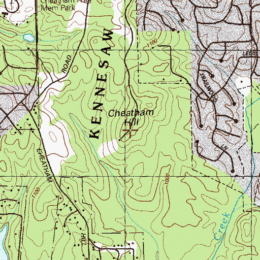 Topographic Map of Cheatham Hill, GA