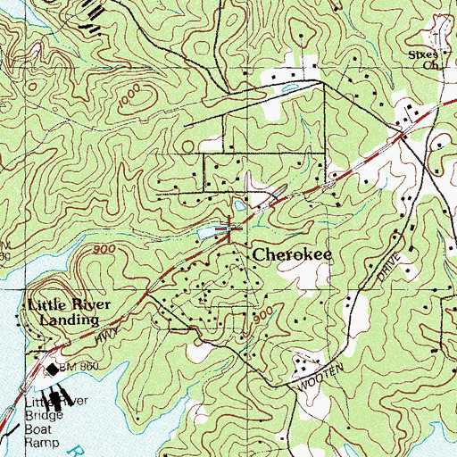 Topographic Map of Cherokee, GA