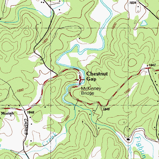Topographic Map of Chestnut Gap, GA