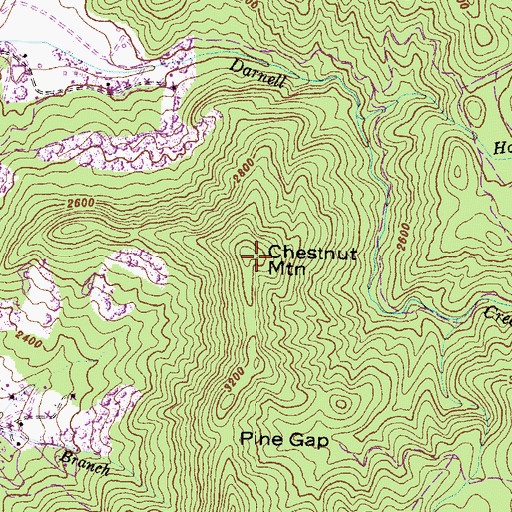 Topographic Map of Chestnut Mountain, GA
