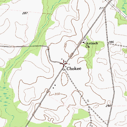 Topographic Map of Chokee, GA