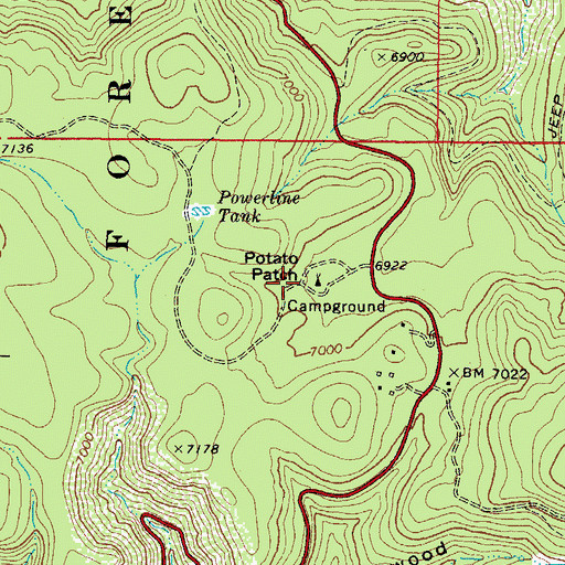 Topographic Map of Potato Patch, AZ