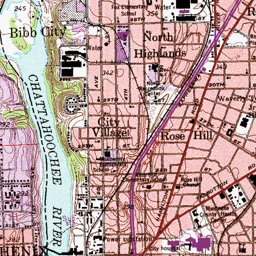 Topographic Map of City Village, GA