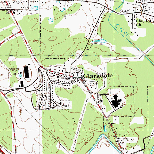 Topographic Map of Clarkdale, GA