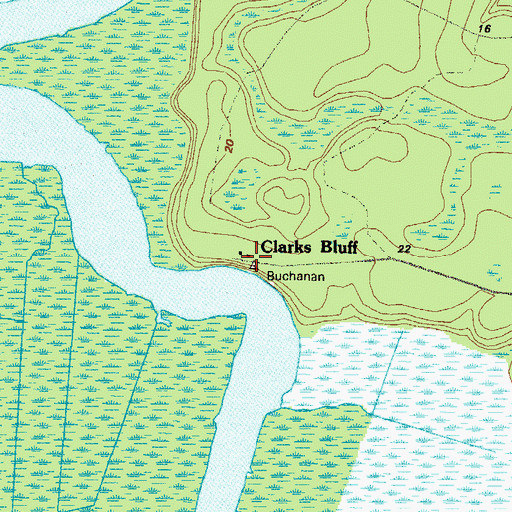 Topographic Map of Clarks Bluff, GA