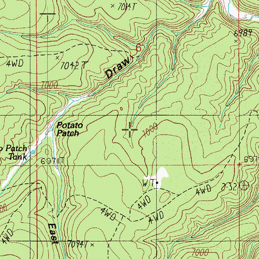 Topographic Map of Potato Patch, AZ