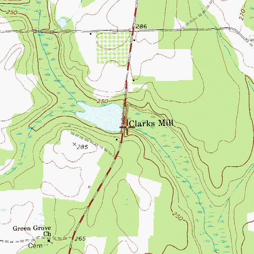 Topographic Map of Clarks Mill, GA
