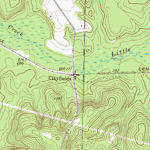 Topographic Map of Clayfields, GA