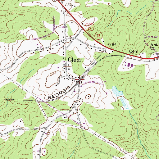 Topographic Map of Clem, GA