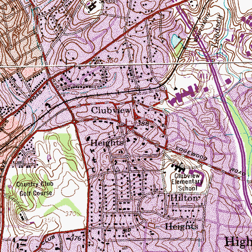 Topographic Map of Clubview Heights, GA