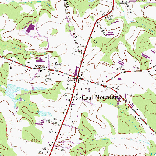 Topographic Map of Coal Mountain, GA