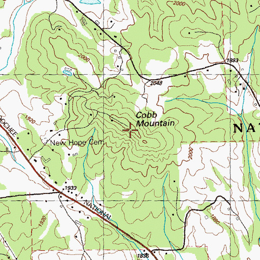 Topographic Map of Cobb Mountain, GA