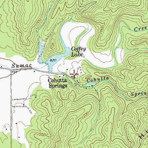 Topographic Map of Cohutta Springs, GA