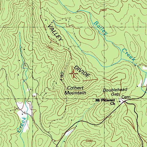 Topographic Map of Colbert Mountain, GA