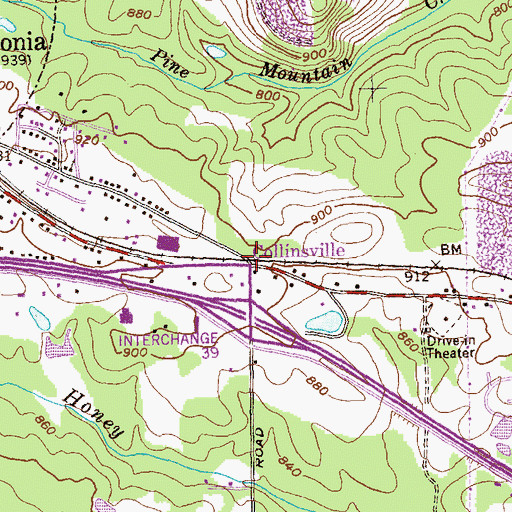 Topographic Map of Collinsville, GA