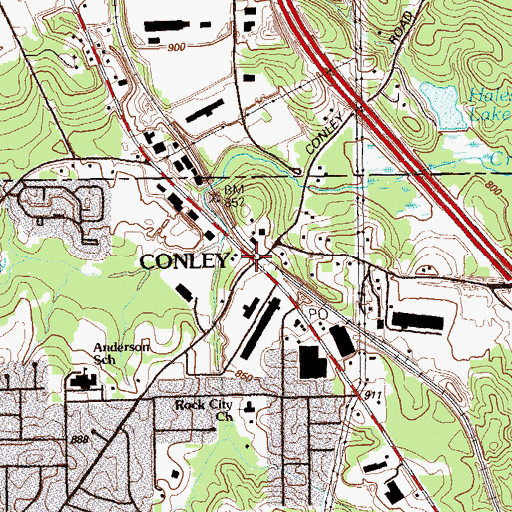 Topographic Map of Conley, GA