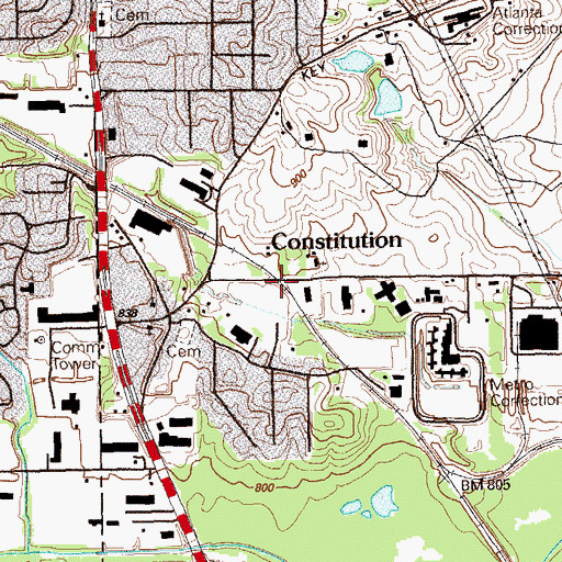 Topographic Map of Constitution, GA