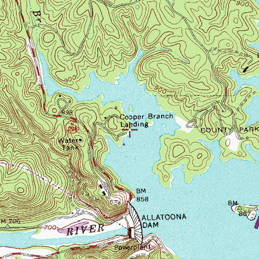 Topographic Map of Cooper Branch Landing, GA
