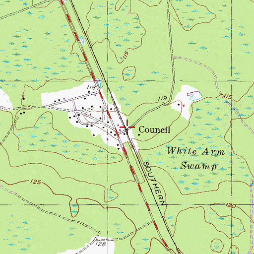 Topographic Map of Council, GA