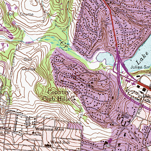 Topographic Map of Country Club Hills, GA