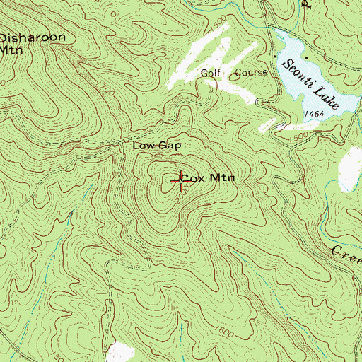 Topographic Map of Cox Mountain, GA