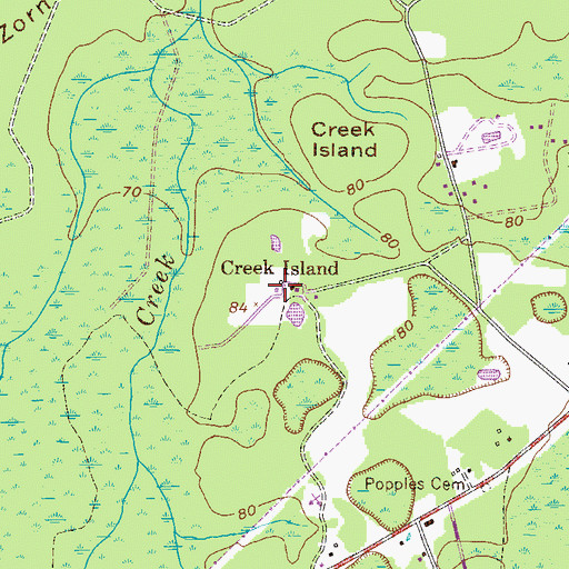 Topographic Map of Creek Island, GA