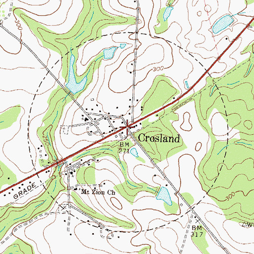 Topographic Map of Crosland, GA