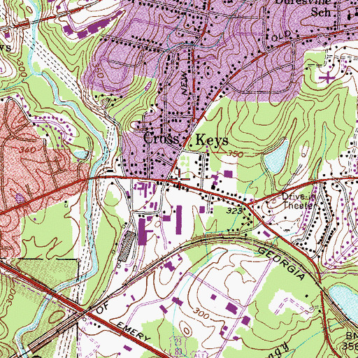 Topographic Map of Cross Keys, GA