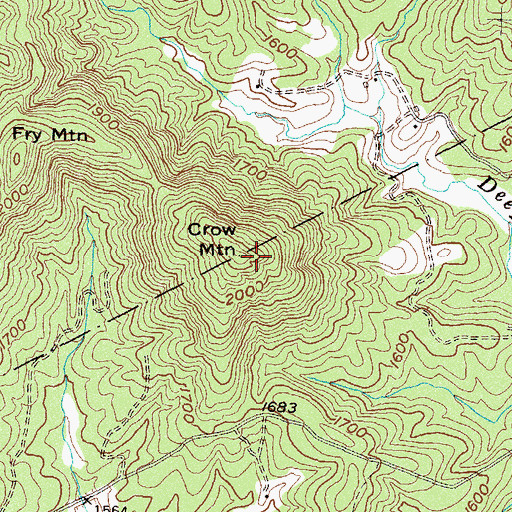 Topographic Map of Crow Mountain, GA