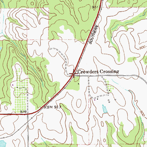 Topographic Map of Crowders Crossing, GA