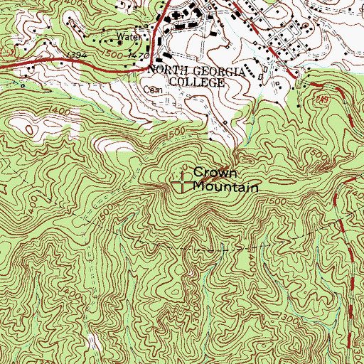 Topographic Map of Crown Mountain, GA