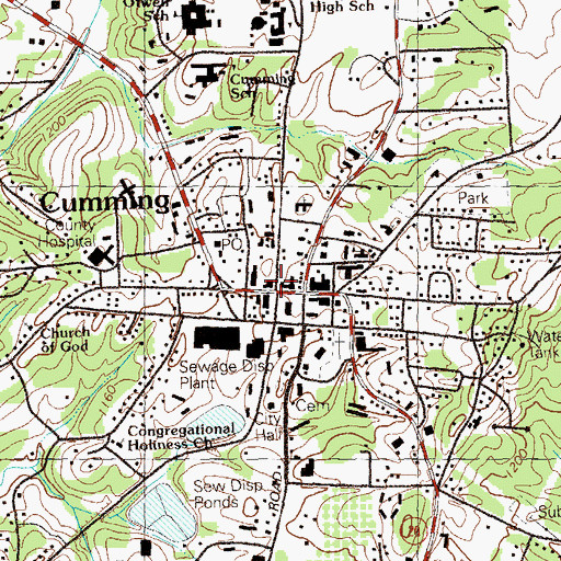 Topographic Map of Cumming, GA