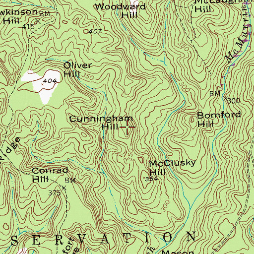 Topographic Map of Cunningham Hill, GA