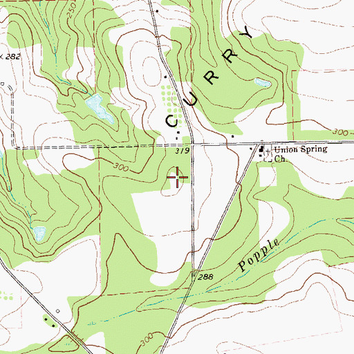 Topographic Map of Curry Hill, GA