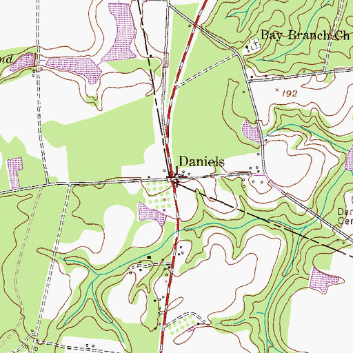 Topographic Map of Daniels, GA