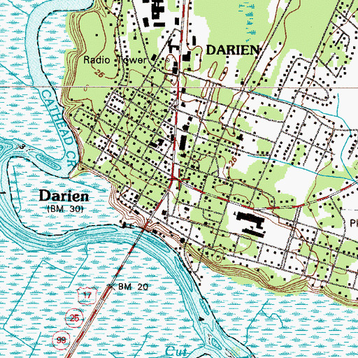 Topographic Map of Darien, GA
