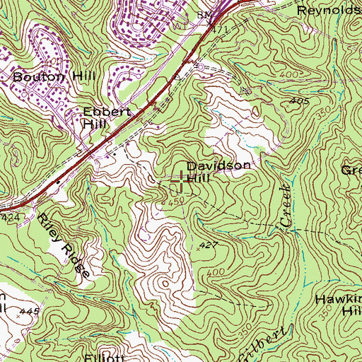 Topographic Map of Davidson Hill, GA