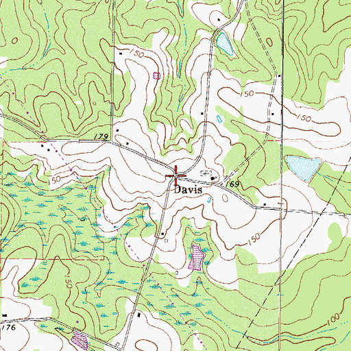 Topographic Map of Davis, GA