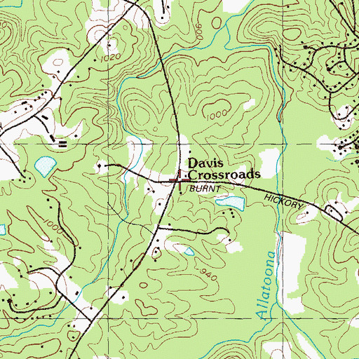 Topographic Map of Davis Crossroads, GA